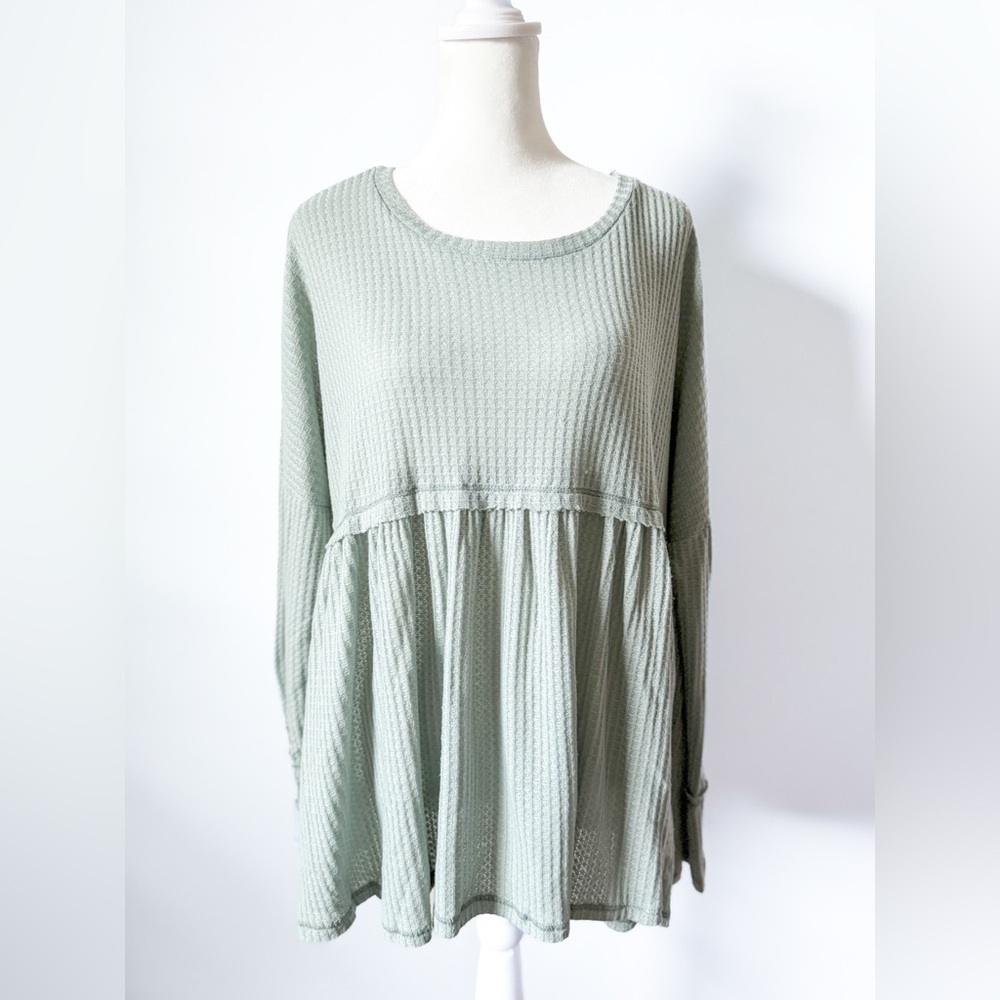 Veveret Waffle Knit Peplum